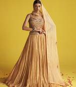 yellow GEORGETTE hand Embroidered Lehenga