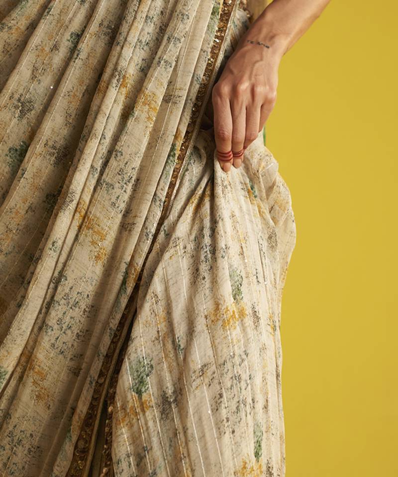 green GEORGETTE hand Embroidered Lehenga