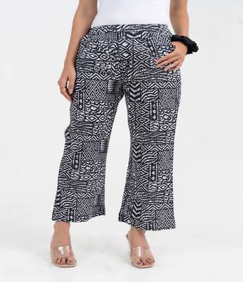 Abstract printed black broad fit cotton  pant 1