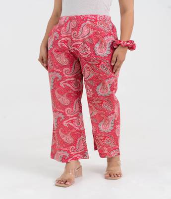 Pink paisley printed cotton  pant 1