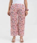 Off white floral printed cotton  pant