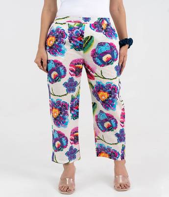 Abstract floral printed cotton  pant 1