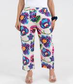 Abstract floral printed cotton  pant