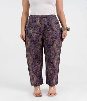 Purple paisley printed cotton  pant 1