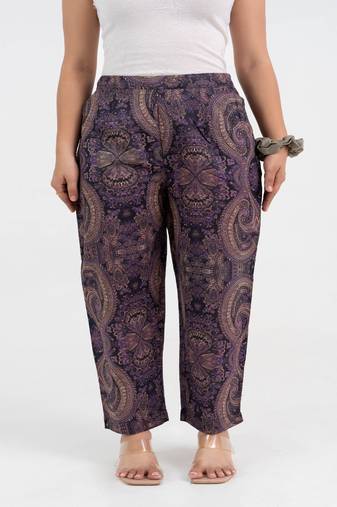 Purple paisley printed cotton  pant