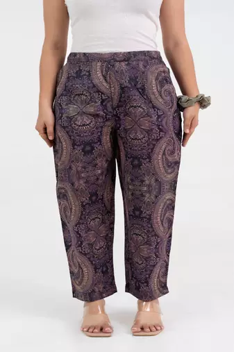 Purple paisley printed cotton  pant
