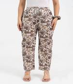 Off white floral jaal printed cotton pant