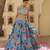 Blue Floral Printed Chiffon Lehenga With Embroidered Blouse