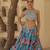 Blue Floral Printed Chiffon Lehenga With Embroidered Blouse