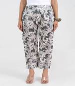 White floral all over printed cotton  pant