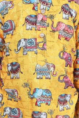 Boys cotton silk crochet animal printed kurta & dhoti set 5