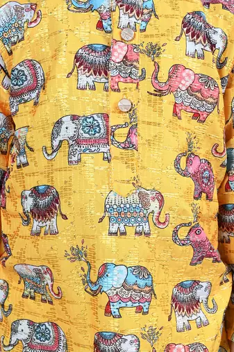 Boys cotton silk crochet animal printed kurta & dhoti set