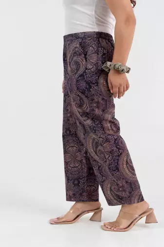 Purple paisley printed cotton  pant