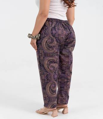 Purple paisley printed cotton  pant 3