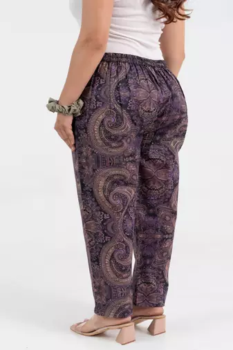 Purple paisley printed cotton  pant