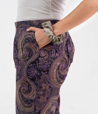 Purple paisley printed cotton  pant 4