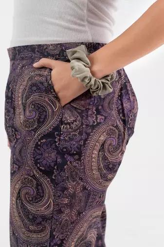 Purple paisley printed cotton  pant