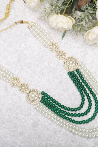 Pearl-beaded dulha moti mala haar necklace