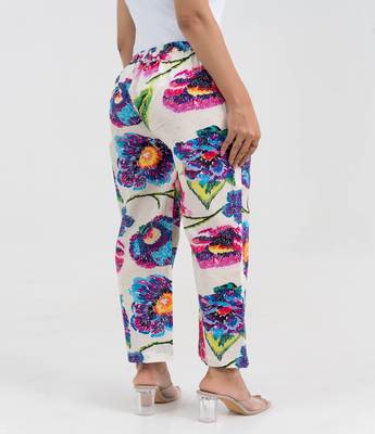 Abstract floral printed cotton  pant 2