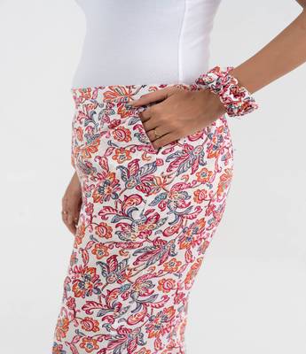 Off white floral printed cotton  pant 4