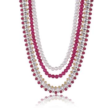  pink Beaded layered dulha moti mala 3