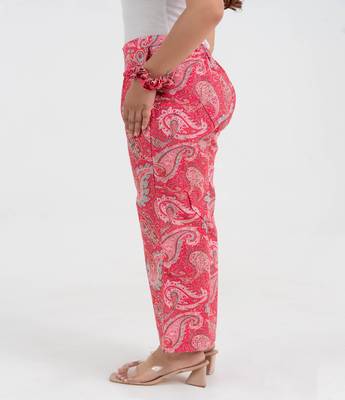 Pink paisley printed cotton  pant 2
