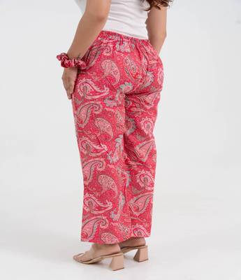 Pink paisley printed cotton  pant 3