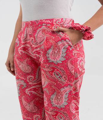 Pink paisley printed cotton  pant 4