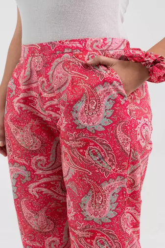 Pink paisley printed cotton  pant