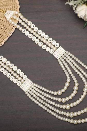 Pearl-beaded dulha moti mala haar necklace