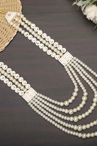 Pearl-beaded dulha moti mala haar necklace
