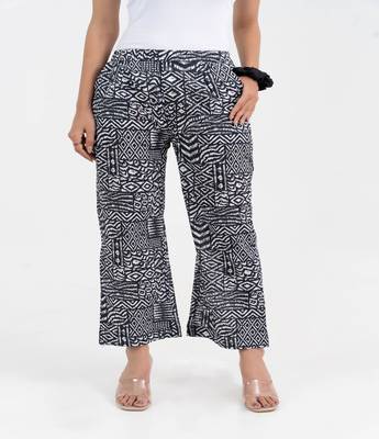 Abstract printed black broad fit cotton  pant 2
