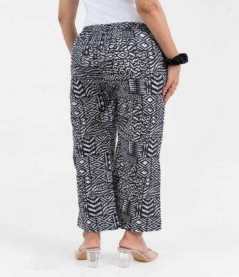 Abstract printed black broad fit cotton  pant 3