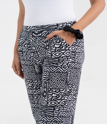 Abstract printed black broad fit cotton  pant 4