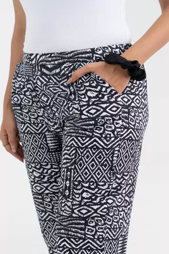 Abstract printed black broad fit cotton  pant