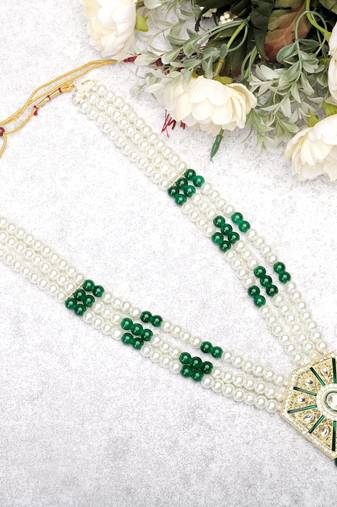 Pearl-beaded dulha moti mala haar necklace