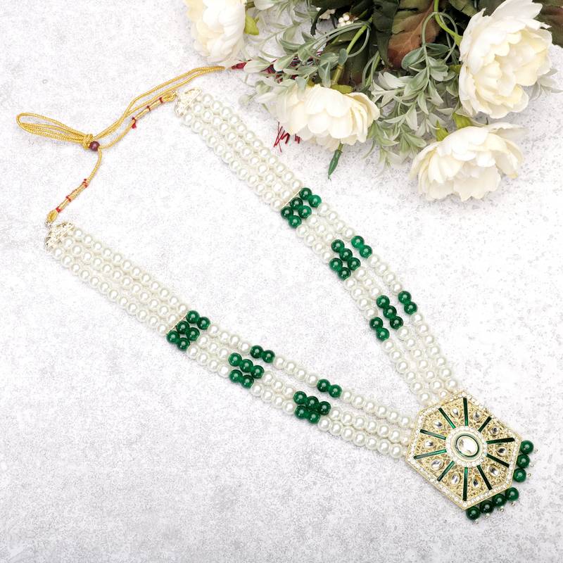 Pearl-beaded dulha moti mala haar necklace