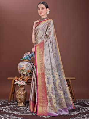 Wine zari woven silk blend saree 2