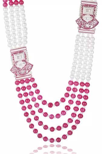Pearl-beaded dulha moti mala haar necklace
