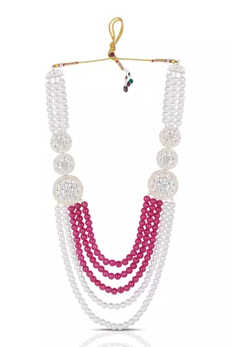 Designer pearl base metal and dulha sherwani moti mala haar necklace for groom