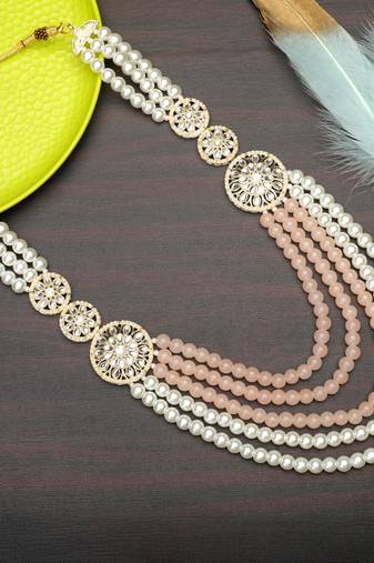 Pearl-beaded dulha moti mala haar necklace