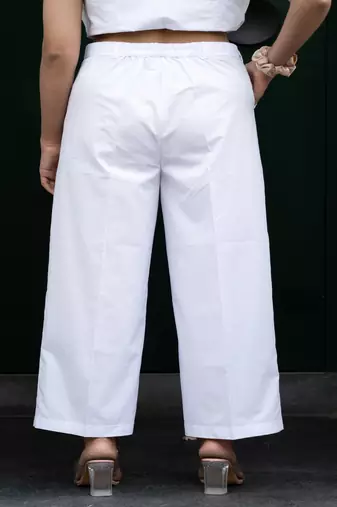White  cotton  formal pants