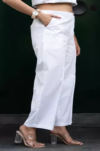 White  cotton  formal pants
