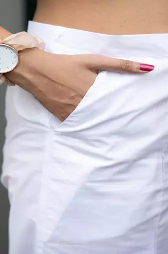 White  cotton  formal pants