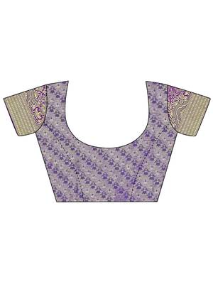 Purple zari woven silk blend saree 7