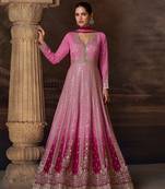 chinon pink anarkali suit for women 