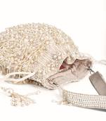 Nayera ivory suede pearl potli