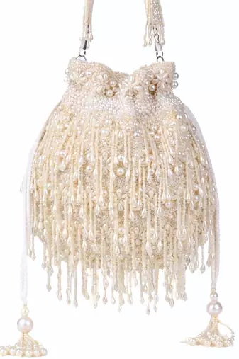 Nayera ivory suede pearl potli