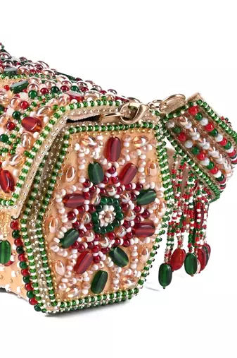 Noor multi-colour suede embellished hand bag