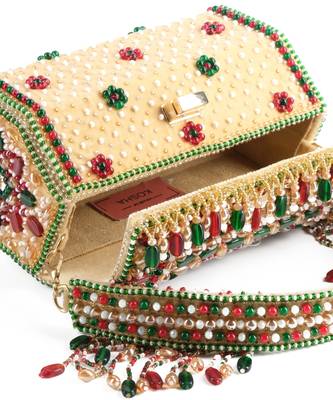 Noor multi-colour suede embellished hand bag 3